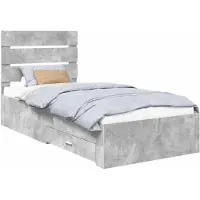 vidaXL Bedframe met lade Beton Grijs 90 x 190 cm Bewerkt hout