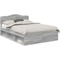 vidaXL Bedframe Grijs Sonoma 140 x 200 cm Massief grenenhout