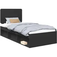 vidaXL Bedframe met hoofdeinde Zwart 90 x 190 cm Massief grenenhout