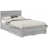 vidaXL Bedframe met lade Grijs Sonoma 120 x 190 cm Bewerkt hout