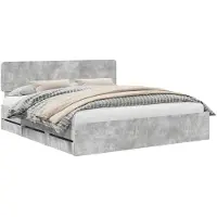vidaXL Bedframe met lades, betonkleur, 200 x 200 cm, houtvezelplaat