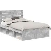 vidaXL Bedframe Betonnen Grijs 135 x 190 cm Massief grenenhout