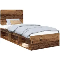 vidaXL Bedframe met hoofdeinde Oudhout 100 x 200 cm Massief grenenhout
