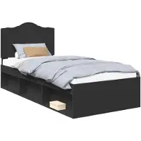 vidaXL Bedframe met hoofdeinde Zwart 90 x 200 cm Massief grenenhout
