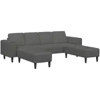 vidaXL Bank Donkergrijs 250 x 188 x 76 cm Corduroy stof