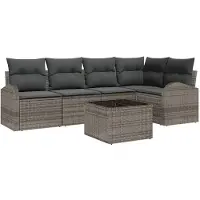 vidaXL Tuinbank Set 6 st Grijs poly rattan