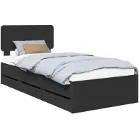 vidaXL Bedframe met lade Zwart 75 x 190 cm Geconstrueerd hout