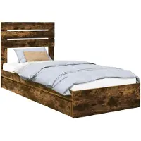 vidaXL Opbergbed met lade Rook Eiken 90 x 190 cm Bewerkt hout