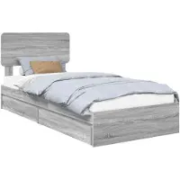 vidaXL Opbergbed met lade Grijs Sonoma 90 x 190 cm Bewerkt hout