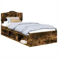 vidaXL Bedframe Gerookt eiken 75 x 190 cm Massief grenenhout