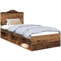 vidaXL Bedframe met hoofdeinde Oudhout 90 x 190 cm Massief grenenhout