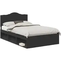 vidaXL Bedframe met hoofdeinde Zwart 120 x 200 cm Massief grenenhout
