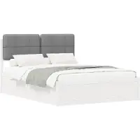 vidaXL Bedframe met Gevoerde Hoofdbord Lichtgrijs 150 x 200 cm
