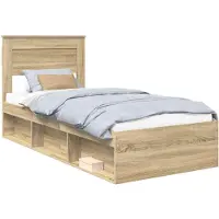 vidaXL Bedframe Effen Sonoma Eik 75 x 190 cm Massief grenenhout