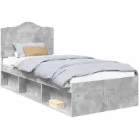 vidaXL Bedframe Betonnen Grijs 90 x 190 cm Massief grenenhout