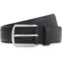 BOSS Leren riem met metalen detail gesp en Double B in zilverlook Maat 115