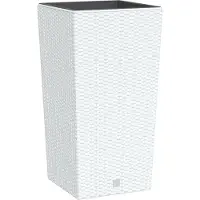 vidaXL Plantenbak met uitneembare bak rattan-look 21/49 L PP wit