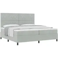 vidaXL Boxspring bed met matras Lichtgrijs 200 x 200 cm Fluweel