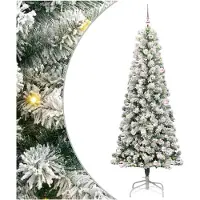vidaXL Kunstmatige Hinged Kerstboom met 300 LED Groen en Wit 240 cm
