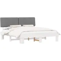 vidaXL Bedframe met gestoffeerde hoofdbord, lichtgrijs, 200 x 200 cm