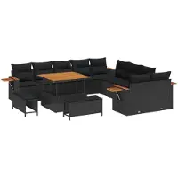 vidaXL Tuinbank Set 17 st 12-Aantal zitplaatsen Zwart poly rattan