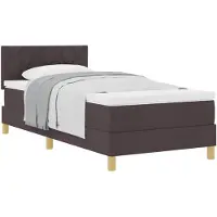 vidaXL Boxspring bed met kussen Donkerbruin 90 x 200 cm Stof