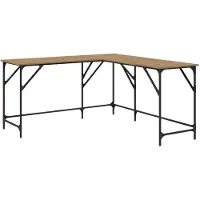 vidaXL Bureau Artisan Eiken Bewerkt hout 149 x 149 x 75 cm