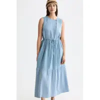 Scotch & Soda Midi Dress With Gathered Waist Faded Denim Maat: 38 | Maxi Jurken Outlet | Dames | Blauw