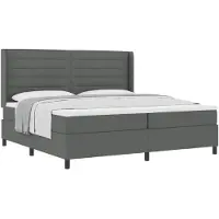 vidaXL Boxspring bed met kussen Donkergrijs 200 x 200 cm Stof