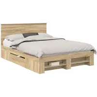vidaXL Bedframe met hoofdeinde Sonoma Eiken 140 x 200 cm Bewerkt hout