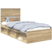 vidaXL Bedframe met hoofdeinde Sonoma 100 x 200 cm Massief grenenhout