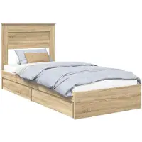 vidaXL Opbergbed met lade Sonoma Eik 100 x 200 cm Bewerkt hout
