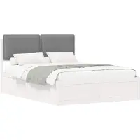 vidaXL Bedframe met gestoffeerde hoofdbord, lichtgrijs, 150 x 200 cm