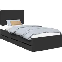 vidaXL Bedframe met lade met opslag Zwart 100 x 200 cm Ingenieurshout