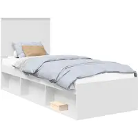 vidaXL Bedframe met hoofdeinde Wit 75 x 190 cm Massief grenenhout