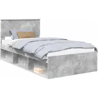 vidaXL Bedframe Betonnen Grijs 100 x 200 cm Massief grenenhout