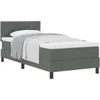 vidaXL Boxspring bed met hoofdeinde Donkergrijs 90 x 190 cm Stof