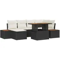 vidaXL Tuinset, 7-delig, zwart en beige