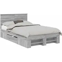 vidaXL Bedframe met hoofdeinde Grijs Sonoma 137 x 203 cm Bewerkt hout