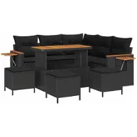 vidaXL Tuinbank Set 10 st 9-Aantal zitplaatsen Zwart poly rattan