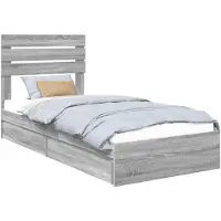 vidaXL Opbergbed met lade Grijs Sonoma 90 x 200 cm Bewerkt hout