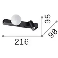 Ideal Lux Wandlamp Binomio, messing / goud, Woon-/ Eetkamer, metaal, Modern, wandlamp