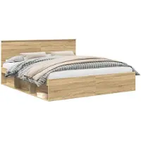 vidaXL Bedframe met hoofdeinde Sonoma 200 x 200 cm Bewerkt hout