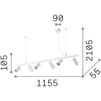Ideal Lux Hanglamp Dynamite, messing / goud, Woon-/ Eetkamer, metaal, Modern, hanglamp