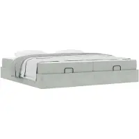 vidaXL Bedframe met matras, 2 stuks, lichtgrijs, fluweel