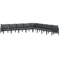 vidaXL Tuinbank Set 9 st Zwart Staal