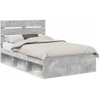vidaXL Bedframe Betonnen Grijs 135 x 190 cm Massief grenenhout