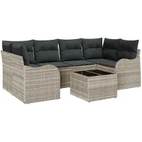 vidaXL Tuinbank Set Lichtgrijs 55 x 55 x 37 cm poly rattan