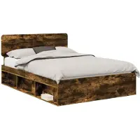 vidaXL Bedframe Rook Eiken 140 x 190 cm Massief grenenhout
