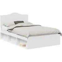 vidaXL Bedframe met hoofdeinde, wit, 120 x 190 cm, massief dennenhout